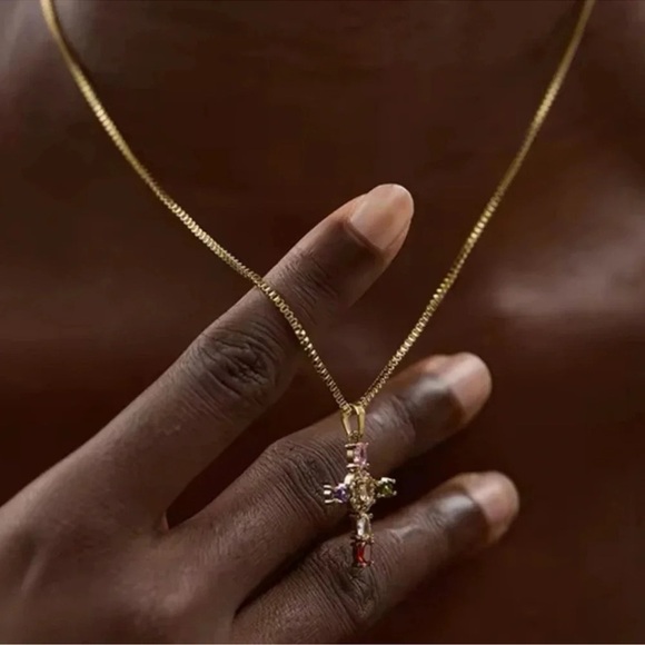 Anthropologie Cross 18K Gold Stainless Steel Waterproof Necklace - Picture 2 of 15